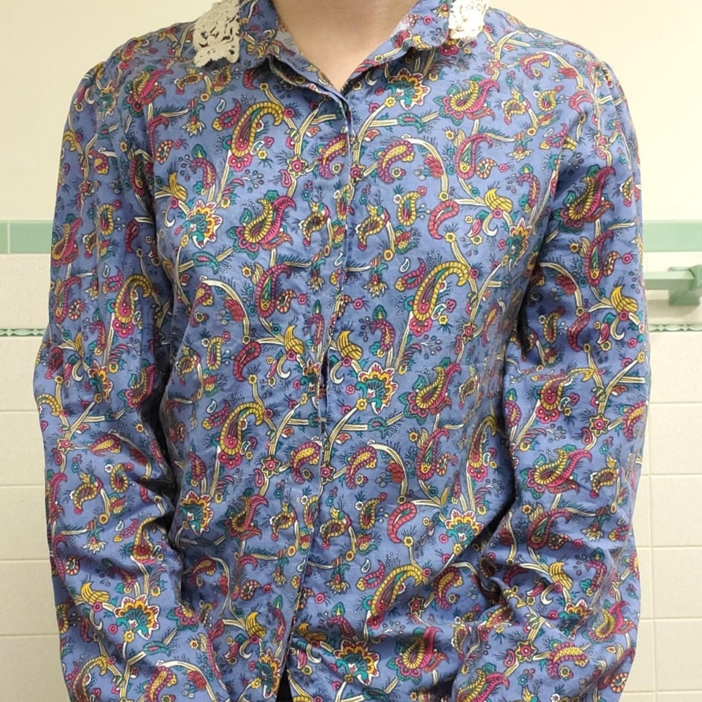 vintage "mr witt" paisley shirt with lace collar